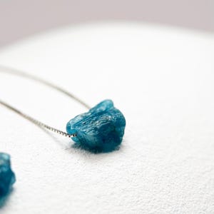 Natural Raw Apatite natural stone necklace, Dainty Blue Gemstone Necklaces, 18K Gold Filled, Silver Necklace for Mom, Christmas Gift for Her