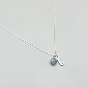 Personalized Initial Birthstone Necklace, Dainty Sapphire Necklace Gold, September Birthstone Necklace, Personalized Letter Necklace Pendant