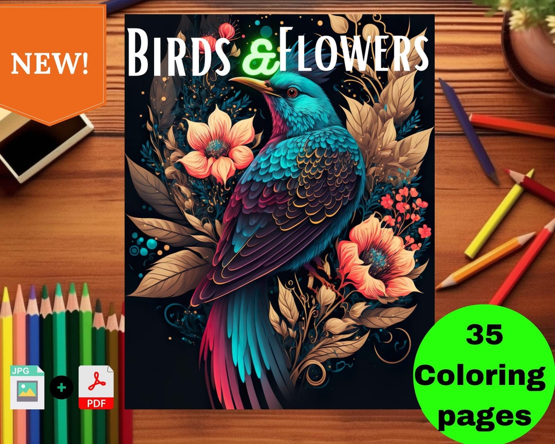 Grayscale Bird Coloring Books. Birds in Shades of Gray. Grayscale