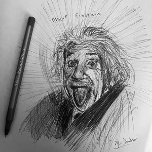 Hand drawn Albert Einstein portrait