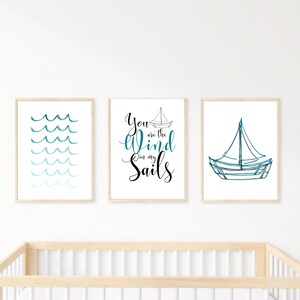 Nautical Theme Nursery Art Print Set- Nautical Ocean Sea Sailboat Art Instant Download-Nursery Childs Room Decor- INSTANT DOWNLOAD