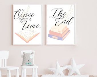 Reading Nook Set Digital Art Print- Once Upon A Time The End Instant Download-Playroom Nursery Childs Room Decor- INSTANT DOWNLOAD