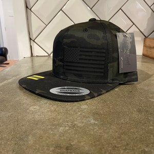 Patriotic American Flag Black Multi Cam Hat