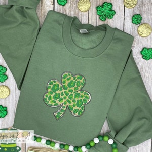 Shamrock Sweater, St. Patrick&#39;s Day Custom Embroidered Sweatshirt, Celebrate Irish Heritage Embroidery Hoodie, Saint Clover Lucky Crewneck