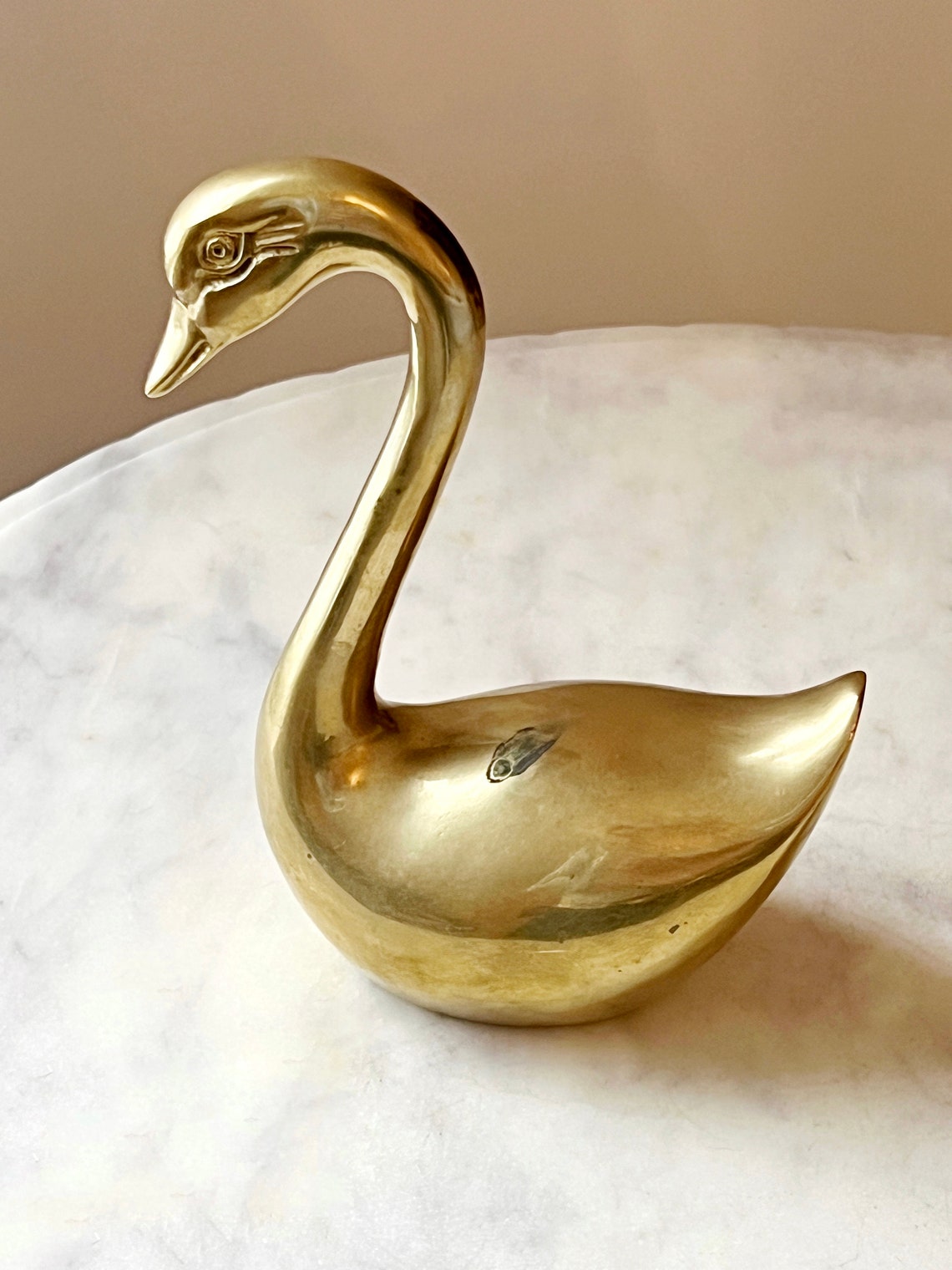 Vintage Solid Brass Swan Statues gold Swan Bookends Set of 2 Mid Century Brass Swan Figures PAIR
