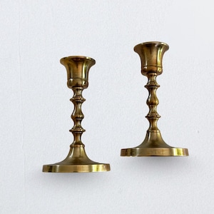 Vintage Brass Candlestick Holders: Ornate Gold Taper Candle Pair