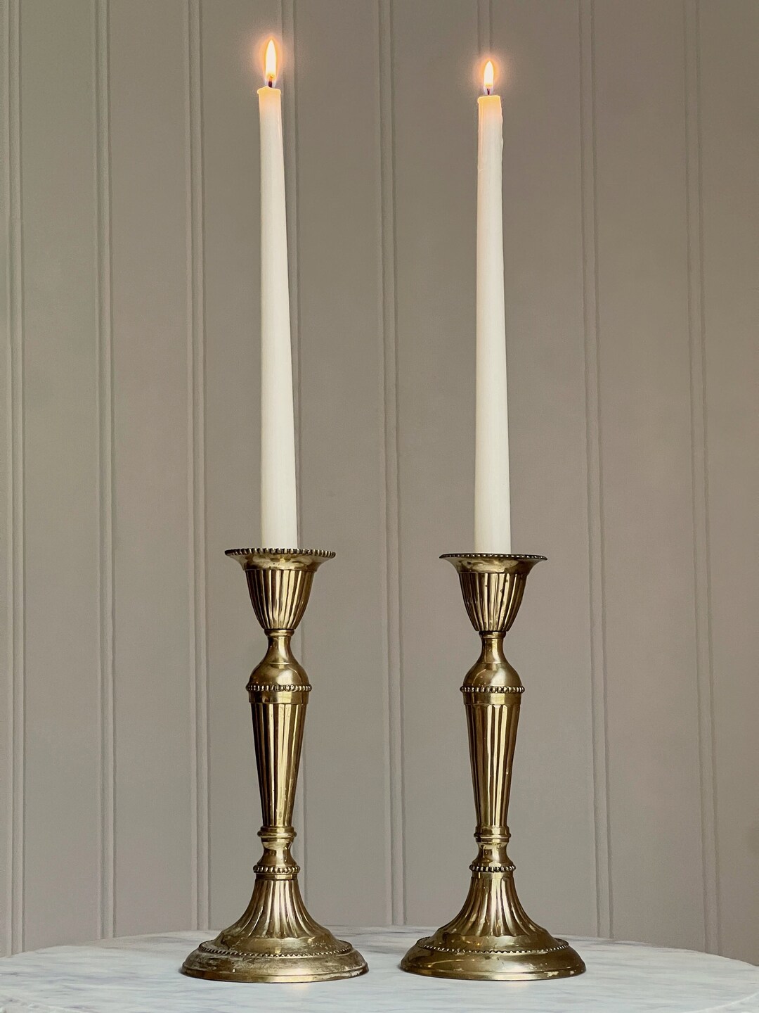 Vintage Solid Brass Candlestick Holders Set of 2 Tall 9 - Etsy