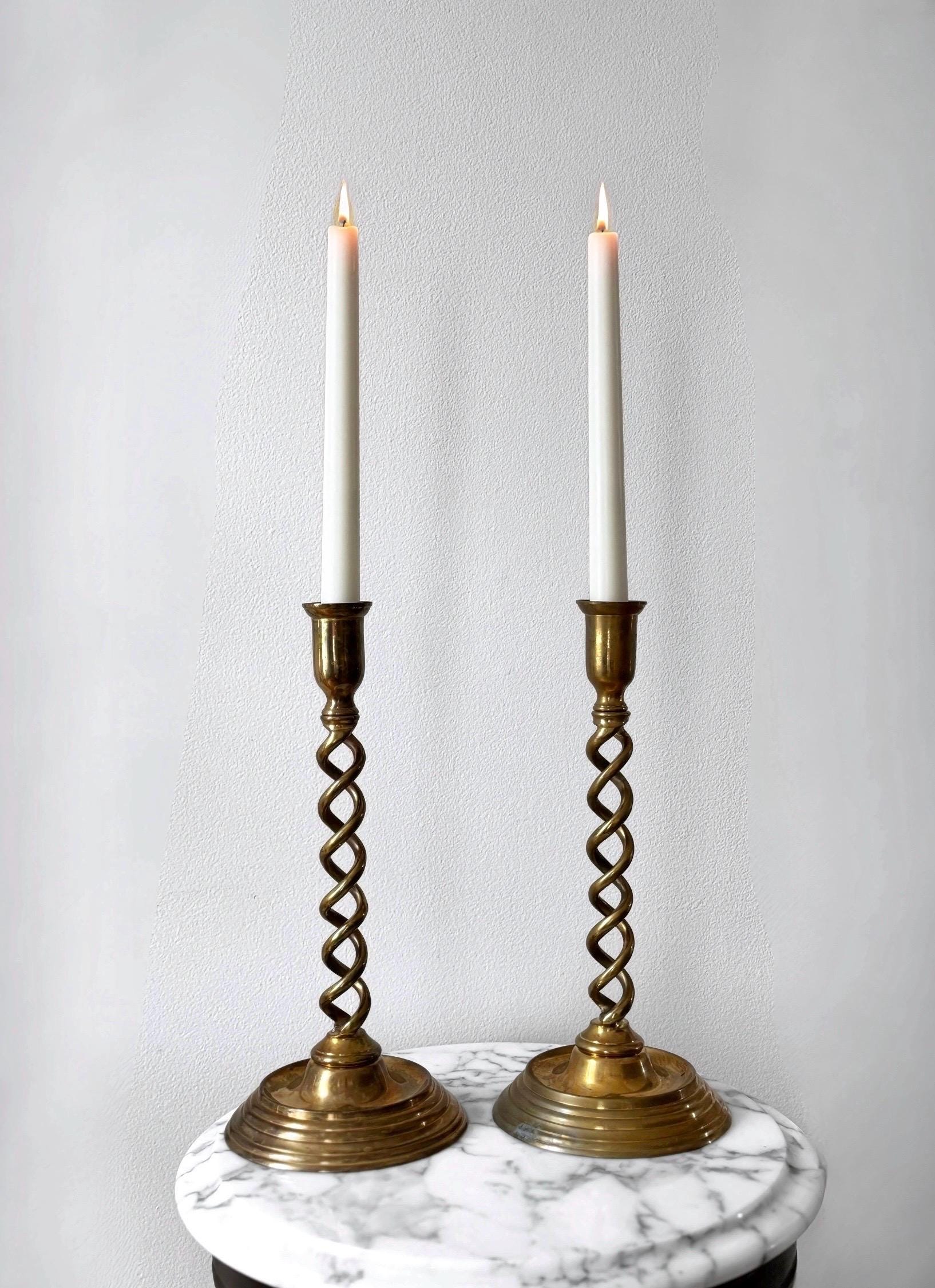 Vintage Twisted Brass Candlestick Holders - Set of 2, 12" Tall - Etsy