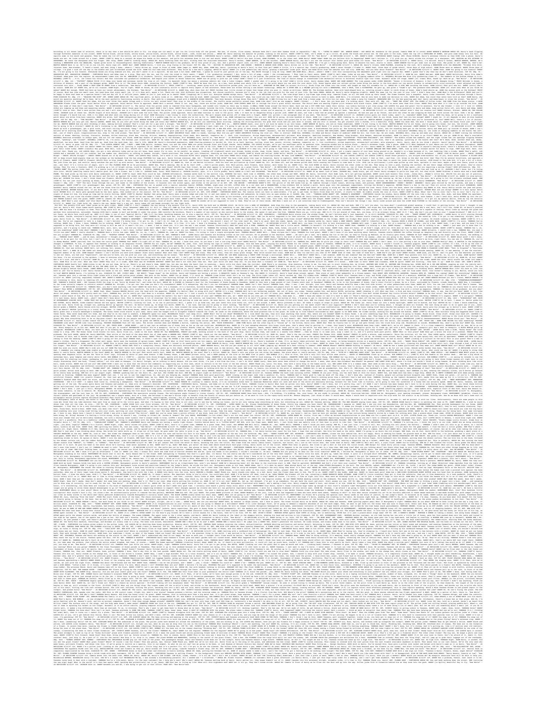 HD Entire Bee Movie Script Modern Art Poster in Courier Typeface Meme ...