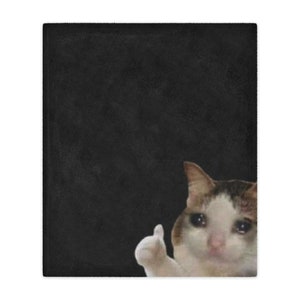 Crying Cat Meme Minky Blanket Funny Gag Gift Plush Throw