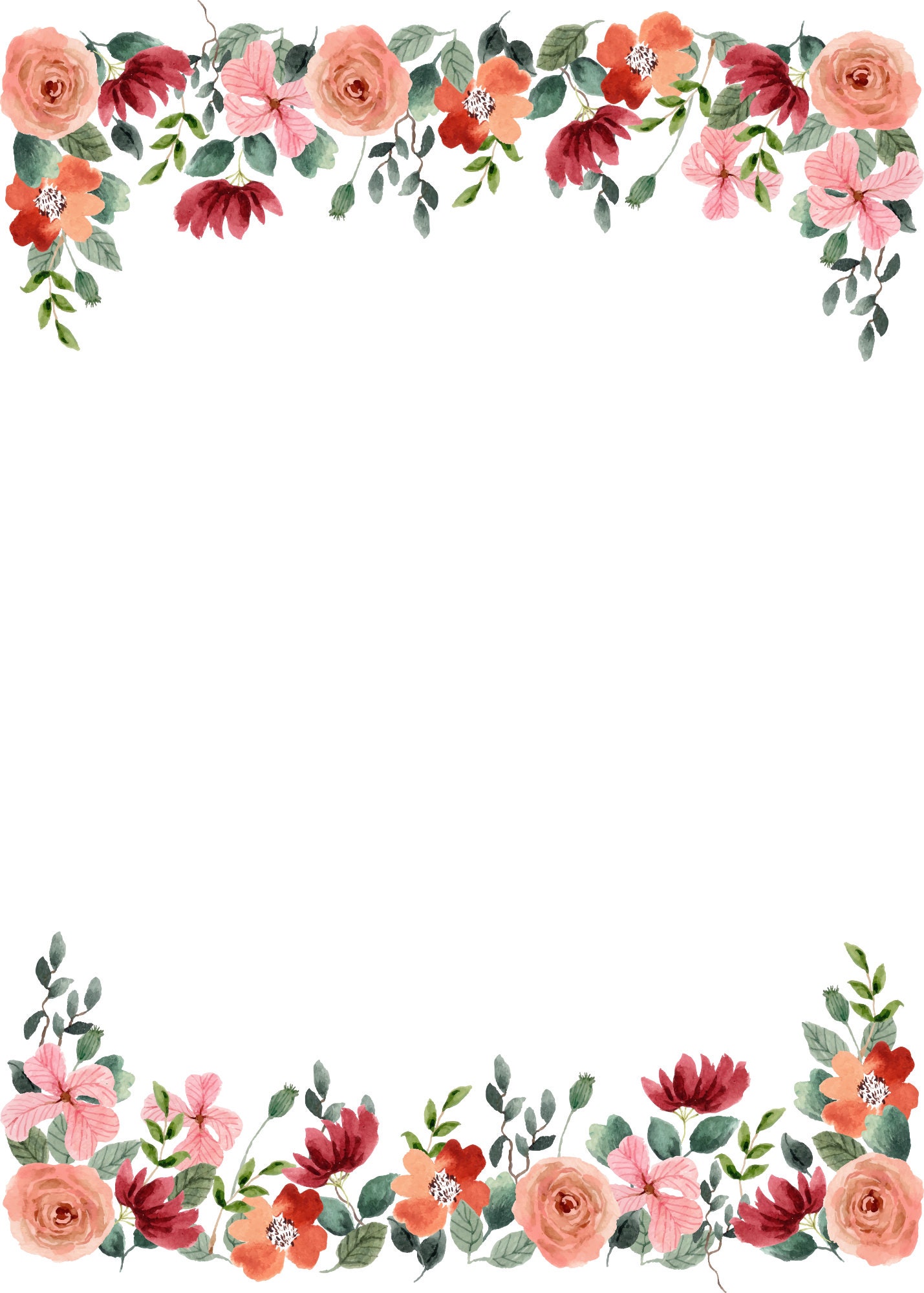 Pack of 12 Floral Frames Wedding Party Bridal Birthday Card Invitation