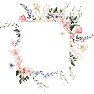 Packung mit 12 Blumenrahmen Hochzeit Braut Geburtstag Karte Einladung Digitale DIY Borders HD Qualität Pinks Rottöne und Wildblumen
