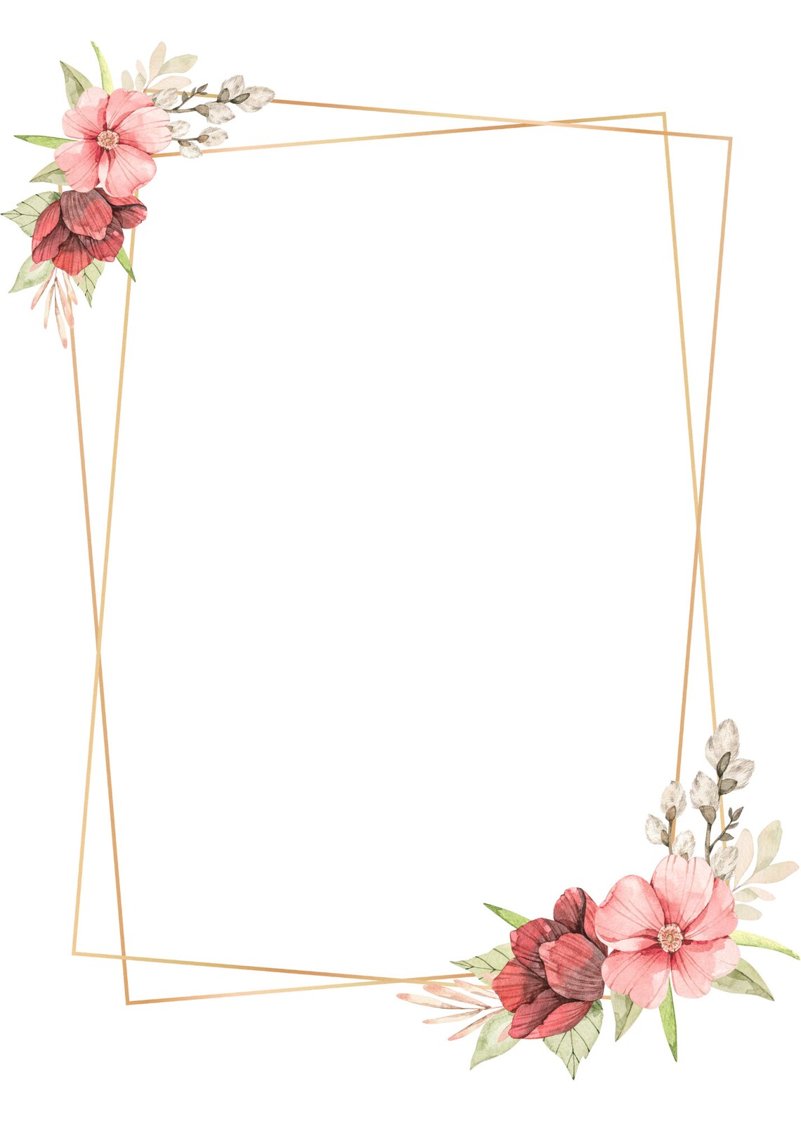 Pack of 12 Floral Frames Wedding Party Bridal Birthday Card Invitation