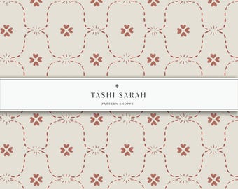 VIA PARVA Pattern Hand Painted Watercolor Seamless Pattern, Clay, Beige, Repeat Pattern, Wallpaper, Block Print,  Digital Download, Fabric