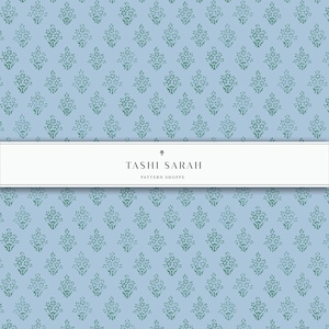 LIBERTY BLOCK PRINT, motif imprimé bloc fait main, ciel, bleu, vert, motif transparent, motif répété, papier peint, tissu, imprimé floral