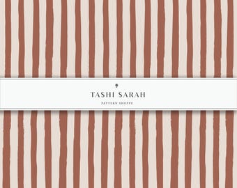 SAG HARBOR STRIPE Pattern, Terracotta, Red, Seamless Pattern, Repeat Pattern, Fabric, Commercial Use, Digital Download, Wallpaper, Holiday