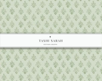 LIBERTY BLOCK PRINT Hand Made Block Print Pattern, Grass, Green, Vintage, Seamless Pattern, Repeat Pattern, Wallpaper, Fabric, Floral, Print