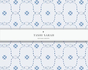 VIA PARVA Pattern Hand Painted Watercolor Seamless Pattern, Blue, Coastal, Repeat Pattern, Wallpaper, Block Print,  Digital Download, Fabric