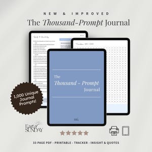 The Thousand-Prompt Journal | Digital Journaling Prompts, 1,000 Journal Prompts, Journal Templates, Goodnotes, PDF list, Reflection