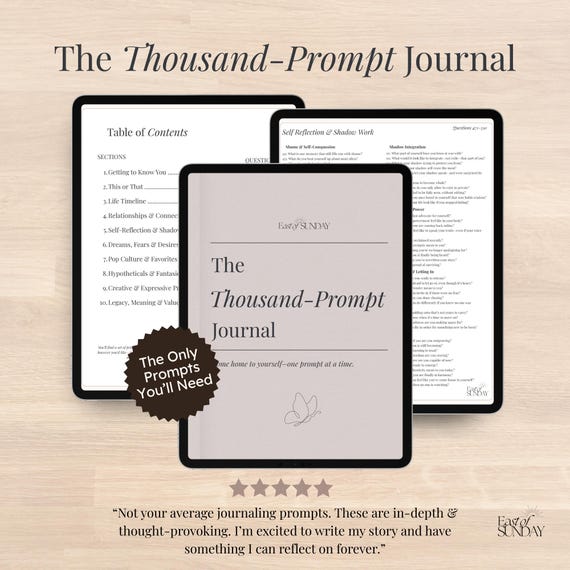 The Thousand-Prompt Journal | Digital Journaling Prompts, 1,000 Journal Prompts, Journal Templates, Goodnotes, PDF list, Writing Ideas