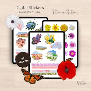 Flowers Galore Digital Stickers | Daily Planner Stickers, Precropped Goodnotes, Notability, Individual PNGs, Printable Planning Book Pretty