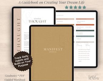 Manifestation Journal | Digital Journal Prompts, Goodnotes Notebook, Positive Affirmations, Think and Grow Rich, Gratitude Planning PDF