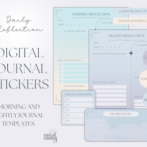 Tägliche Reflection Journal Stickers Digitale Aufkleber, Goodnotes-Datei-Aufkleber, ästhetische Journalaufführungen tägliches Journal, druckbare Widgets Ipad