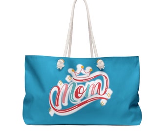 Mother's Day "MOM" Weekender Tote Bag - Light Blue