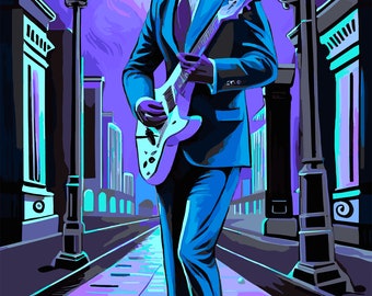 ブルースミュージシャンのアート、デジタルウォールプリント、ジャズミュージック写真、ニューオーリンズの装飾ダウンロード
