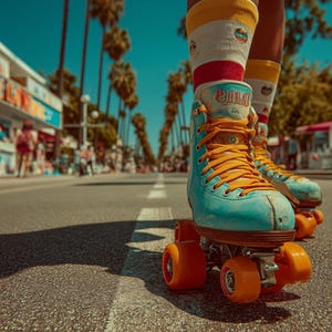 Retro Roller Skate Art, California Printable Wall Decor, Fun Skater Photo, Digital Download