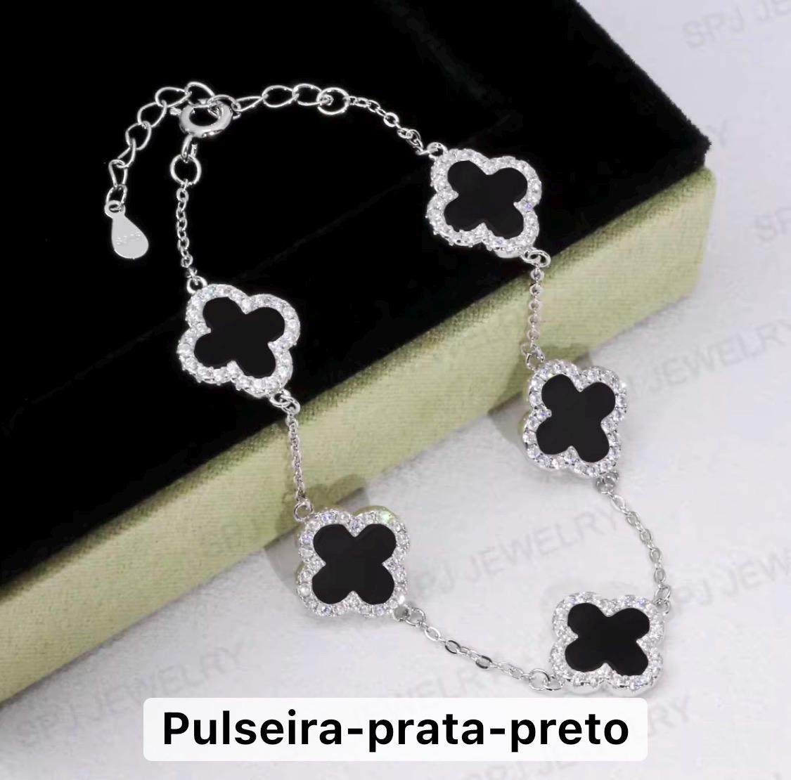 Black silver clover bracelet - Etsy 日本