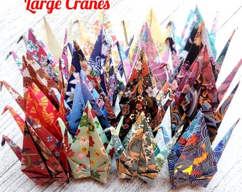 Pack of 10|50|100|500 Large Assorted Japanese Origami Paper cranes. Hand folded cranes, paper cranes|Swan, origami gifts. Japanese cranes.