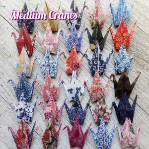 Pack of 10|50|100|500 Medium Assorted Japanese Origami Paper cranes. Hand folded cranes, paper cranes|Swan, origami gifts. Japanese cranes.
