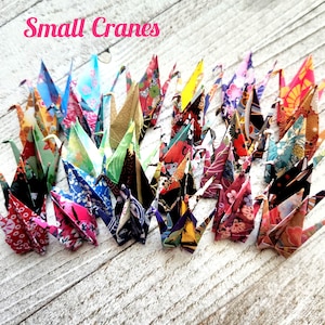 Pack of 10|50|100|500 Small Assorted Japanese Origami Paper cranes. Hand folded cranes, paper cranes|Swan, origami gifts. Japanese cranes.