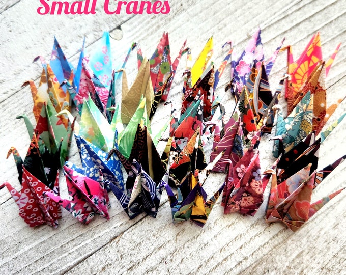 Pack of 10|50|100|500 Small Assorted Japanese Origami Paper cranes. Hand folded cranes, paper cranes|Swan, origami gifts. Japanese cranes.