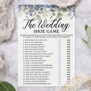 GEDRUCKT Blumenhochzeit Bridal Shower Spiel | Braut oder Bräutigam | Das Hochzeitsschuh Spiel | Mix and Match | Bedruckt | Spielkarte