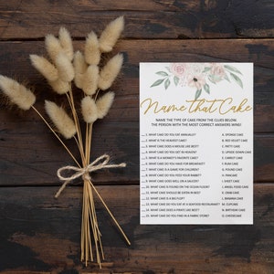 Juego de ducha nupcial de boda floral beige IMPRESO / Novia o novio / Nombre que pastel / Mezclar y combinar / Impreso / Tarjeta de juego