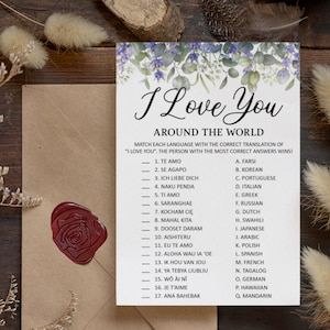 PRINTED Floral Wedding Bridal Shower Game / Bride or Groom / Ti amo in tutto il mondo / Mix and Match / Stampato / Carta di gioco
