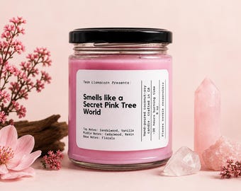 Secret Pink Tree World | Sims 4 Inspired Coconut Soy Wax Candle | 7.2 oz | Cozy Gamer Gift