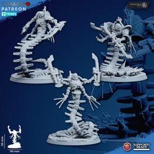 Set of 3 Undying Vault Wraiths | Ghamak | 3D Printed | Undying | Onepagerules | Wargaming | Robot legions | Undead robots