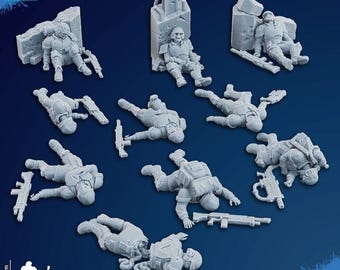 Freedom Guard Casualties (Set of 10) | Ghamak | 3D Printed | 28mm | Wargaming | One Page rules Imperial Proxy