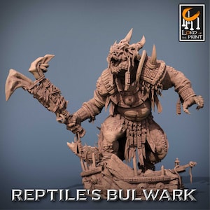 Bodyguard Dnd Miniature | Reptile&#39;s Bulwark | Lord of the Print | Wargaming | Dungeons and Dragons | Lizard | Tabletop RPG | DnD Lizardmen