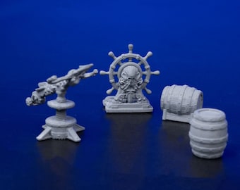 Pirate Ship Miniature Terrain - Dungeons and Dragons, D&D, Pathfinder, Wargaming, Tabletop, 28mm, 32mm - Perfect for Naval and Encounters