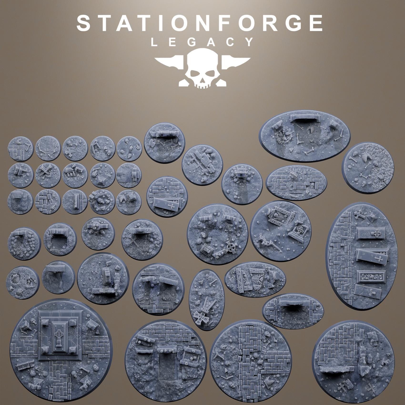 thumbnail image 2 of 60 X 35mm Small Oval Scenic Resin Bases – Rock/Slate Effect – Round Cavalry Miniature Bases – UK Made 2 of 4