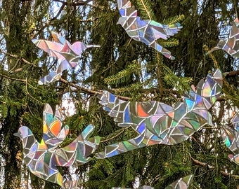 Bird Window Clings~Set of 9~Prevent Bird Strikes~Static Cling No Residue~Bird Prism Suncatcher~Spring Window Decal~Window Rainbow Makers