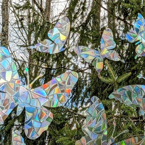 Butterfly Window Clings~Set of 9~Prevent Bird Strikes~Static Cling No Residue~Prism Suncatcher~Spring Butterflies Decal~Prism Rainbow Makers