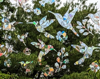 Hummingbird Window Clings~Set of 21~Bird Strike Prevention Decal~Static Cling No Residue~Bird Prism Suncatcher~Hummingbird Window Decoration