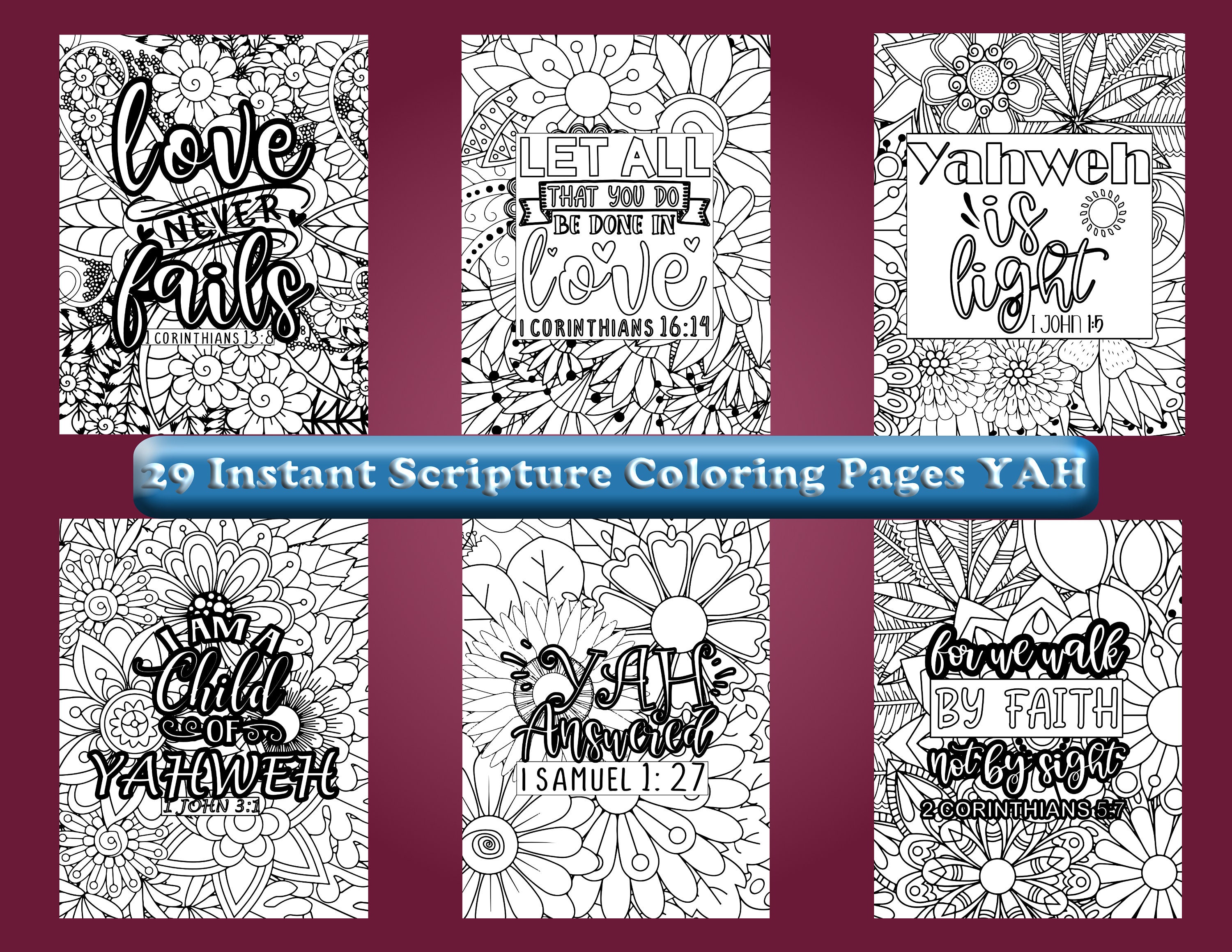 SCRIPTURE COLORING PAGES for Adults Printable Bundle Hebrew Roots ...