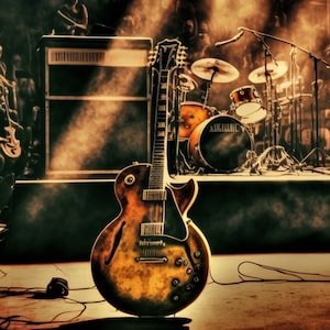 Vintage Guitar Art Digit Print