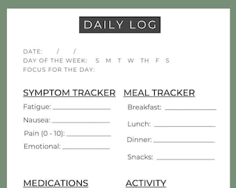 Oncology Organizer - Daily Log Sheet